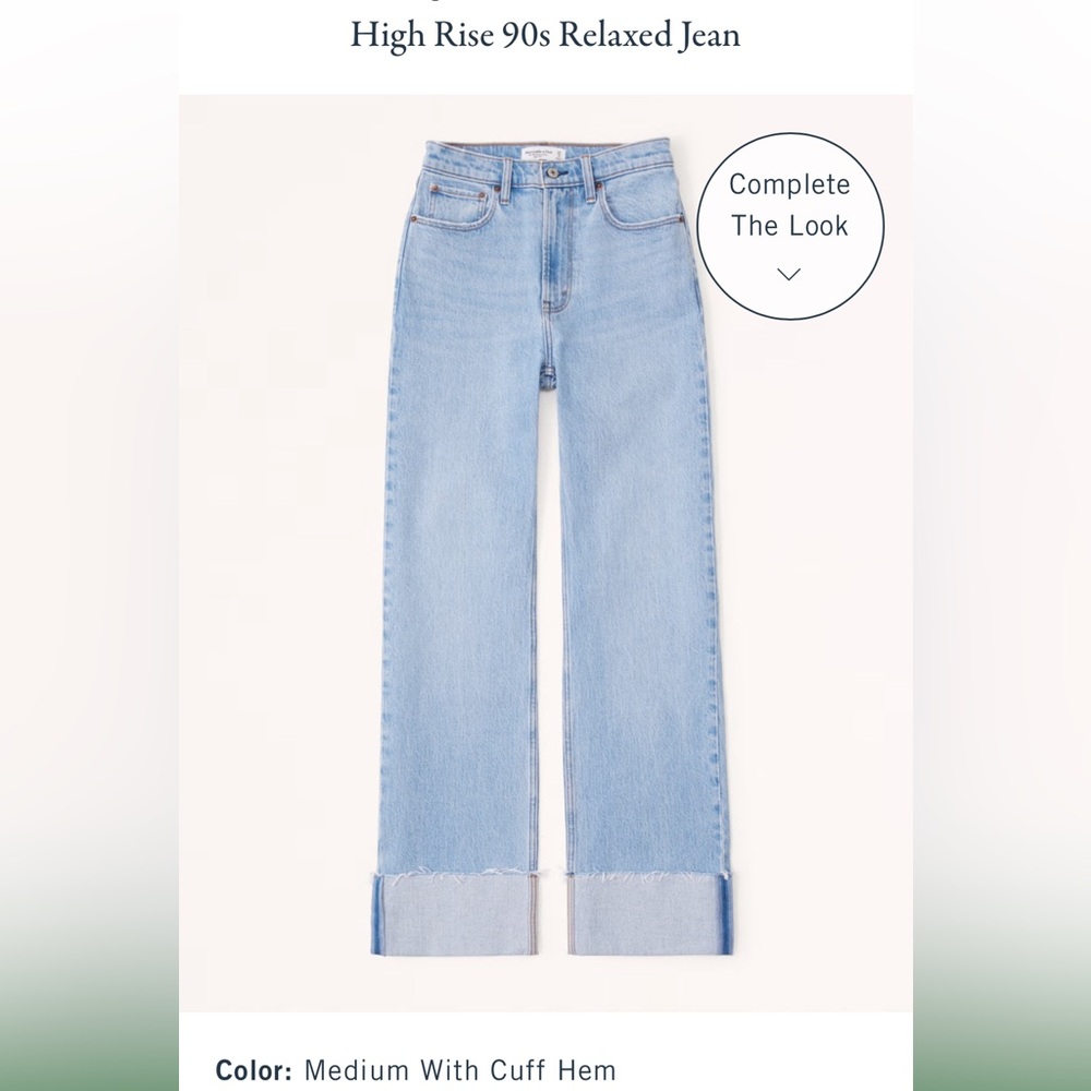 Abercrombie High Rise 90s Relaxed Cuff Jeans - Size 28